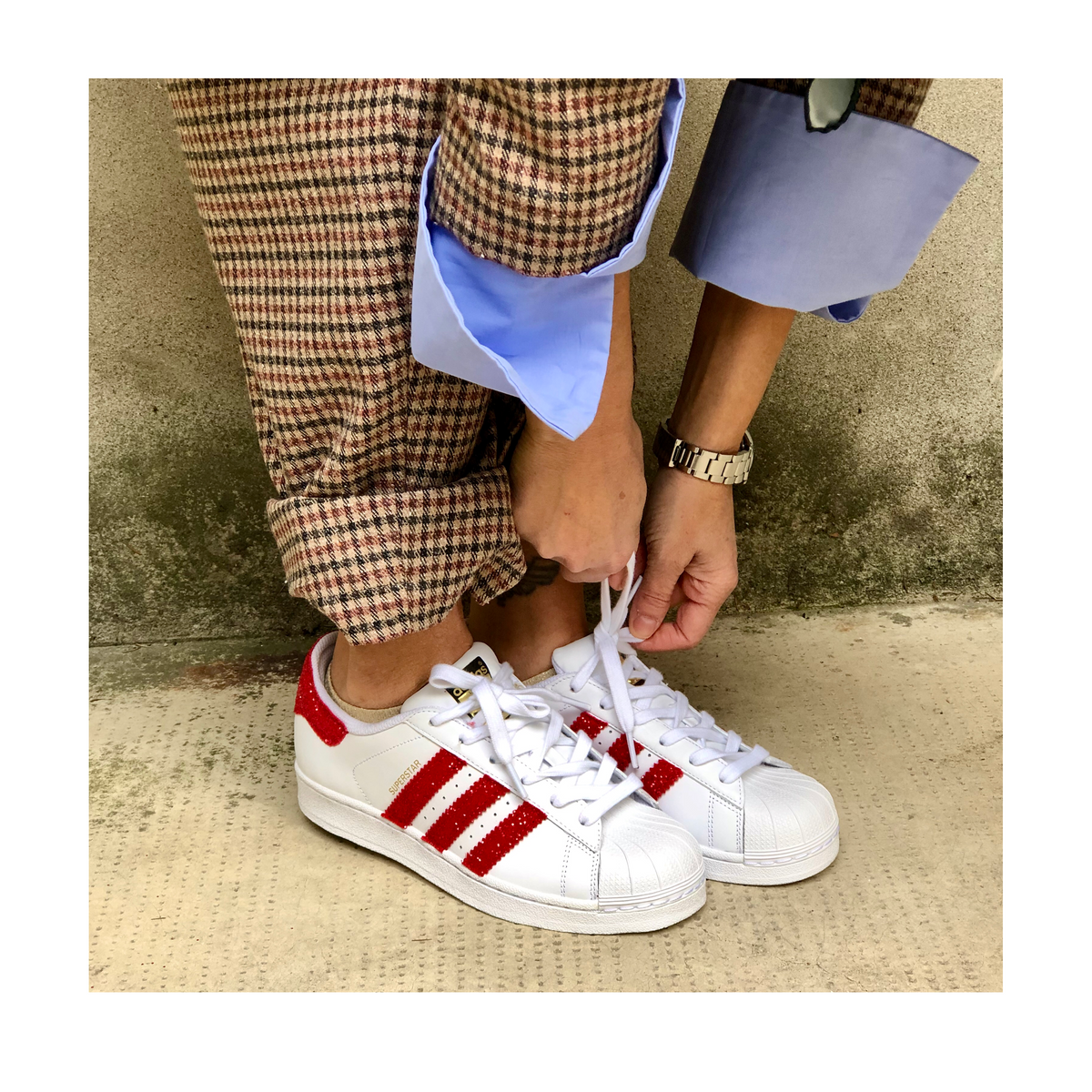 ADIDAS SUPERSTAR CON GLITTER ROSSO Arsenal Donna